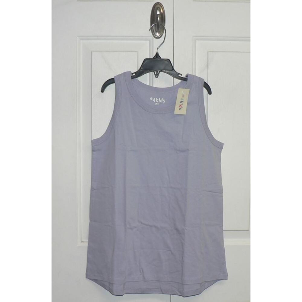4 K!ds Girls Sleeveless Crew Neck Cotton Tank Top in Purple L(10/12)